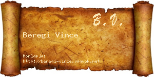 Beregi Vince névjegykártya